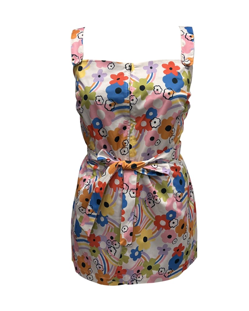 Front of a size 3X Smak Parlour Rainbow Floral Sweet & Sassy Skirted Romper in Rainbow by Smak Parlour. | dia_product_style_image_id:297917